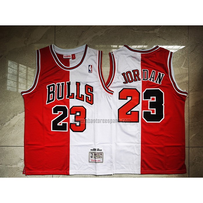 Camiseta Chicago Bulls Michael Jordan NO 23 Split Blanco Rojo